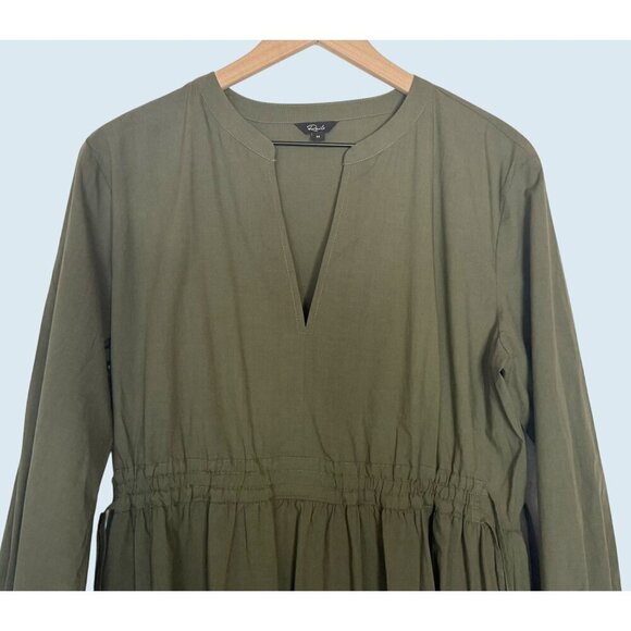 RAILS Maple Tiered Drawstring Mid Dress Green Size Medium - Picture 3 of 7